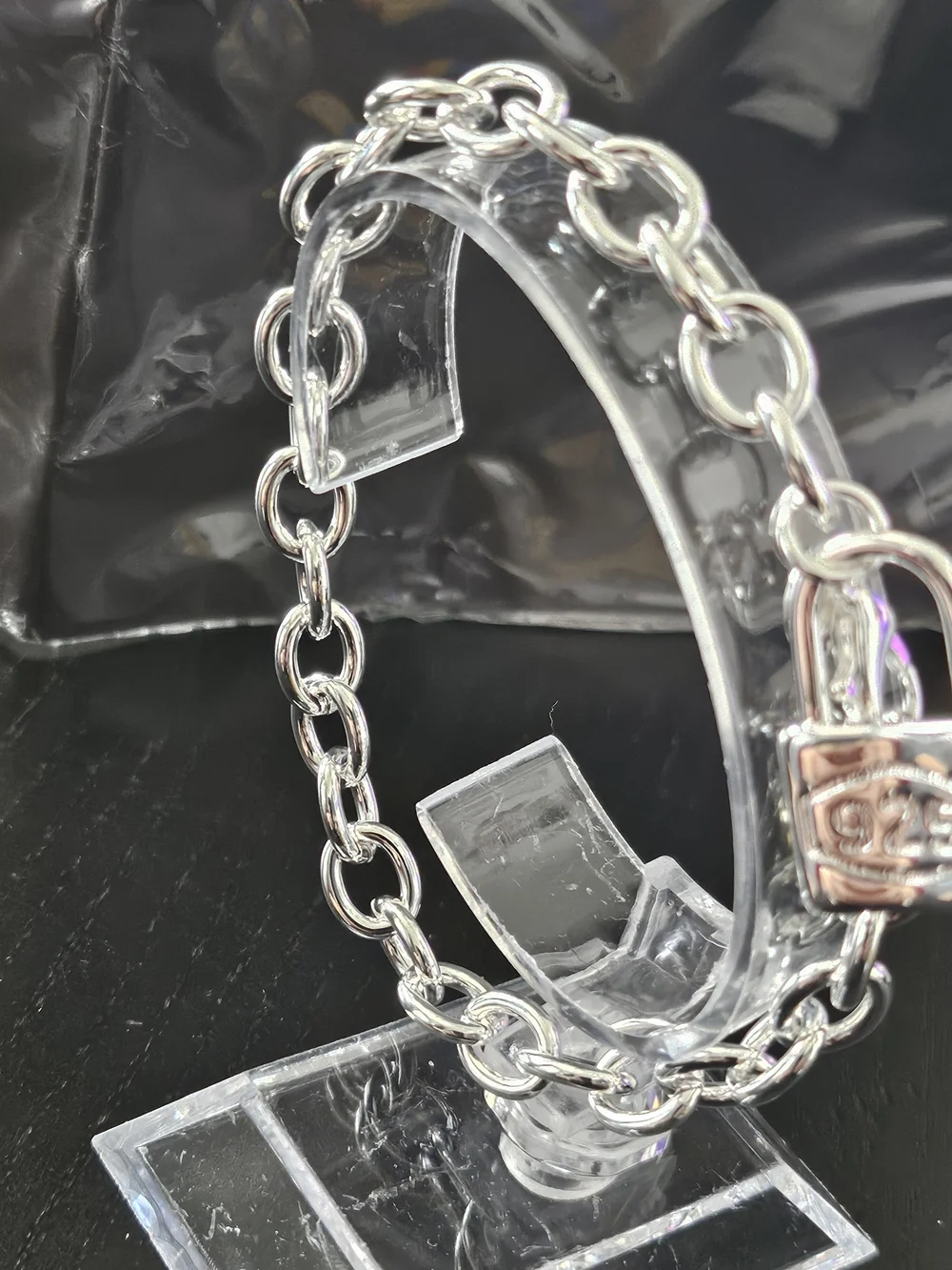 Silver Padlock Link Bracelet - Women's Accessory